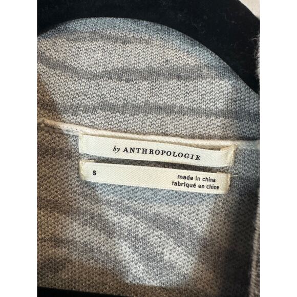 BY ANTHROPOLOGIE S Lizzie Zebra Striped Sweater Grey White LS Mock Neck E8 - Picture 3 of 6